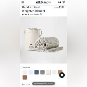 $294.93 New! Silk&Snow 15lbs Hand Knitted
Weighted Blanket, 100% Cotton, Oat